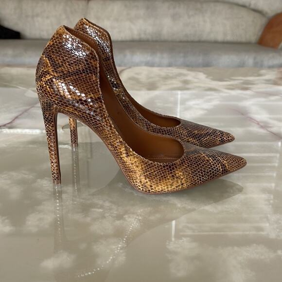 Just Cavalli  Women Shoes Heel Pumps Pointed Toes Snakeskin Stiletto Brown SZ 39 - Picture 2 of 11